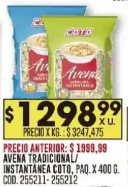 Coto Coto avena tradicional/ instantánea paq. oferta