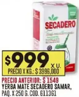 Coto Secadero samar yerba mate paq. oferta
