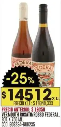 Coto Federal vermouth rosato/rosso bot. oferta