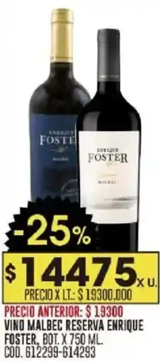 Coto Enrique foster vino malbec reserva bot. oferta