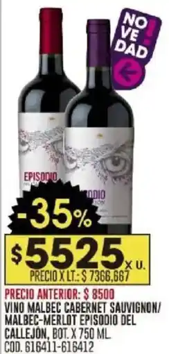 Coto Episodio del callejon vino malbec cabernet sauvignon/ malbec-merlot bot. oferta