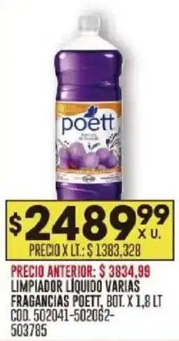 Coto Poett limpiador líquido varias fragancias bot. oferta