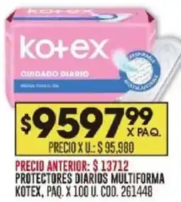 Coto Kotex protectores diarios multiforma paq. oferta