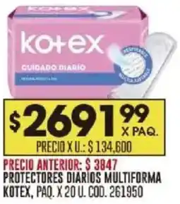 Coto Kotex protectores diarios multiforma paq. oferta