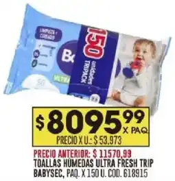 Coto Babysec toallas humedas ultra fresh trip paq. oferta