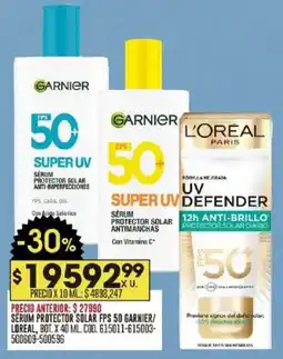 Coto Garnier/ loreal sérum protector solar fps 50 bot. oferta