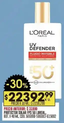 Coto Loreal protector solar fps 50 oferta
