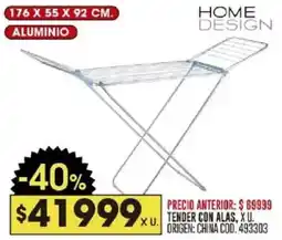 Coto Home design aluminio tender con alas oferta