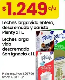 Changomas Plenty leches larga vida entera, descremada y barista oferta