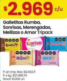 Changomas Galletitas rumba, sonrisas, merengadas, mellizas o amor tripack oferta