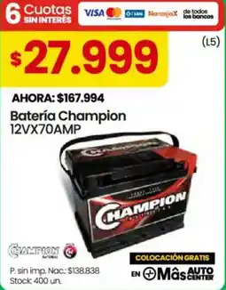 Changomas Champion batería 12VX70AMP oferta