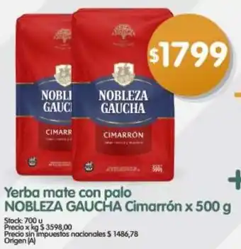 Nobleza gaucha yerba mate con palo cimarrón