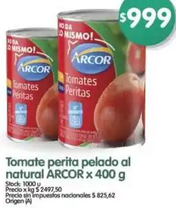 Supermercados Buenos Días Arcor tomate perita pelado al natural oferta