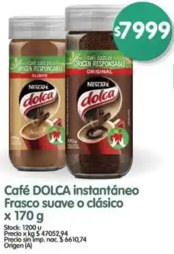 Supermercados Buenos Días Dolca café instantáneo frasco suave o clásico oferta