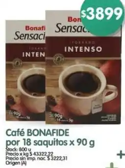 Supermercados Buenos Días Bonafide café por 18 saquitos oferta