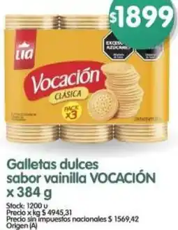 Supermercados Buenos Días Vocación galletas dulces sabor vainilla oferta