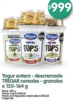 Supermercados Buenos Días Tregar yogur entero-descremado cereales-granolas oferta