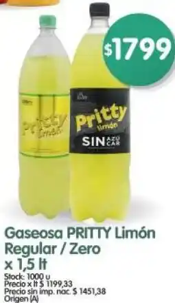 Supermercados Buenos Días Pritty gaseosa limón regular/zero oferta