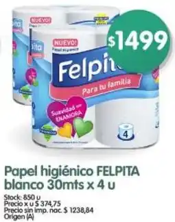 Supermercados Buenos Días Felpita papel higiénico blanco oferta