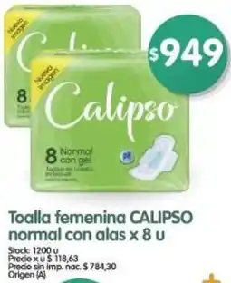 Supermercados Buenos Días Calipso toalla femenina normal con alas oferta
