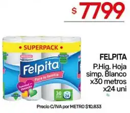 Nini Mayorista Felpita p.hig. hoja simp. blanco oferta