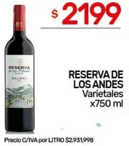 Nini Mayorista Reserva de los andes varietales oferta
