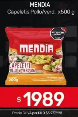 Nini Mayorista Mendia capeletis pollo/verd. oferta