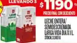 Supermercados DIA Dia leche entera semidescremada larga vida oferta