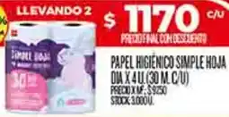 Supermercados DIA Dia papel higienico simple hoja oferta