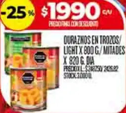Supermercados DIA Dia duraznos en trozos/ light mitades oferta