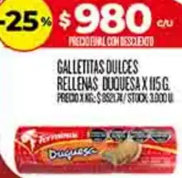 Supermercados DIA Duquesa galletitas dulces rellenas oferta