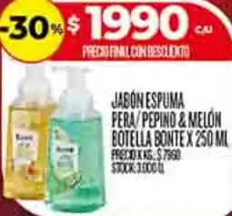 Supermercados DIA Jabón espuma pera/pepino & melon botella bonte oferta