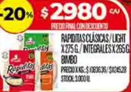 Supermercados DIA Rapiditas clásicas/light oferta