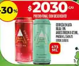 Supermercados DIA Anges origen cerveza en lata roja/pa oferta