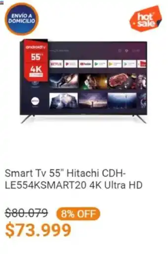 Cetrogar Smart Tv 55" Hitachi CHD LE554KSMART20 4K Ultra HD oferta
