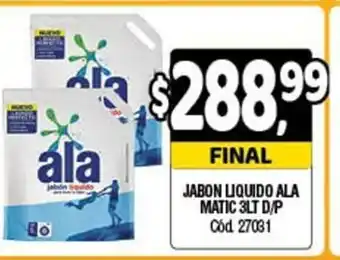 Supermercados Yaguar Ala Jabon Liquido Matic 3 Lt D/P oferta