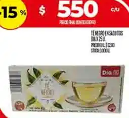 Supermercados DIA Dia té negro en saquitos oferta