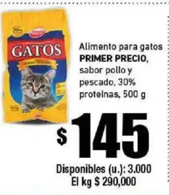 Cooperativa Obrera Alimento para gatos Primer Precio, sabor pollo y pescado, 30% proteinas, 500g oferta
