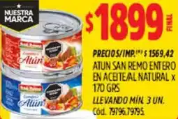 Supermercados Yaguar Atún san remo entero en aceiteal natural oferta
