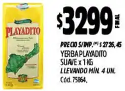 Supermercados Yaguar Playadito suave yerba oferta