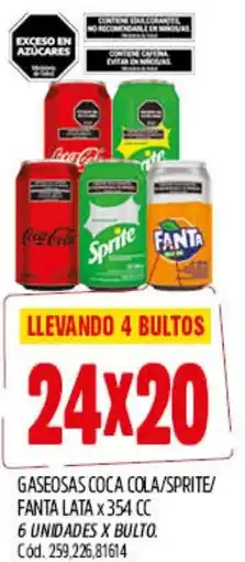 Supermercados Yaguar Coca cola/sprite/ fanta gaseosas lata oferta