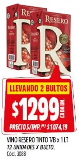 Supermercados Yaguar Resero vino tinto t/b oferta