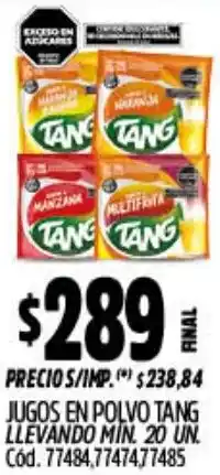 Supermercados Yaguar Tang jugos en polvo oferta