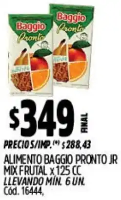 Supermercados Yaguar Baggio alimento pronto jr mix frutal oferta