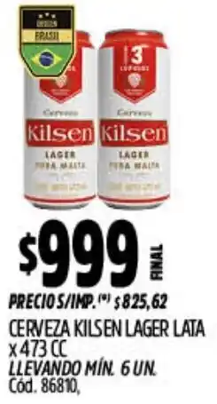 Supermercados Yaguar Kilsen cerveza lager lata oferta