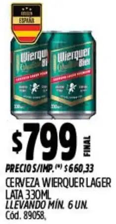 Supermercados Yaguar Wierquer bier cerveza lager lata oferta