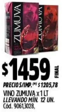 Supermercados Yaguar Zumuva vino oferta