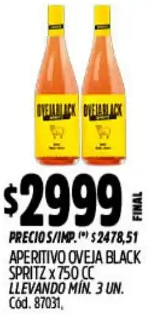 Supermercados Yaguar Oveja black aperitivo spritz oferta