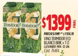 Supermercados Yaguar Termidor vino eco blanco brik oferta