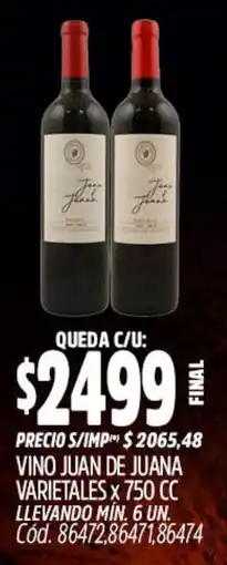 Supermercados Yaguar Juan de juana vino varietales oferta